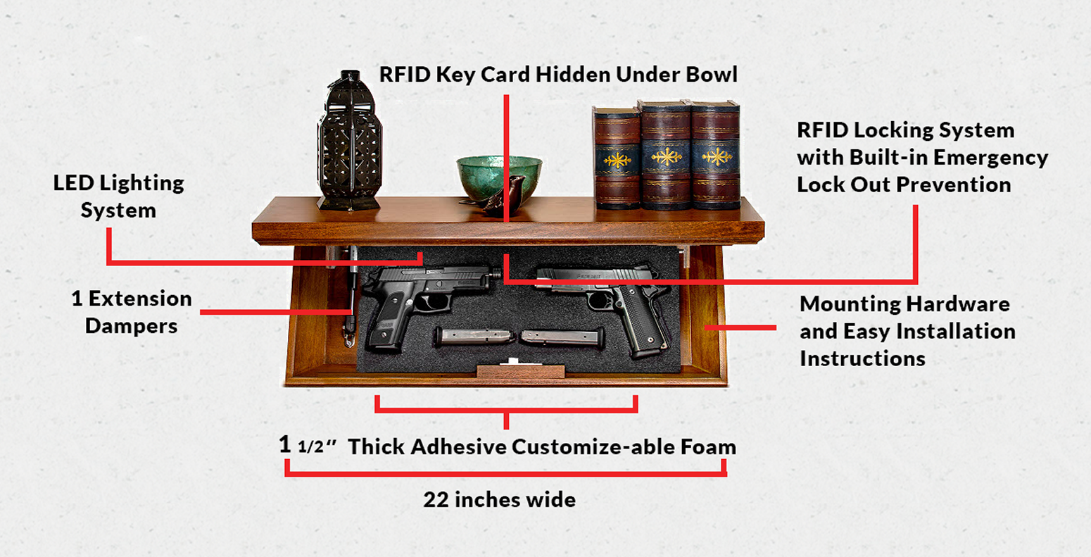 G30 - Compact Gun Shelf with Trap Door, Compact Gun Storage with Key L —  Pochar LLC